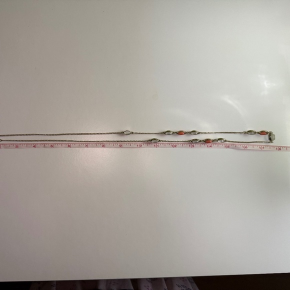 Simple elegant silver-tone chain with spaced beads long necklace - Picture 4 of 5